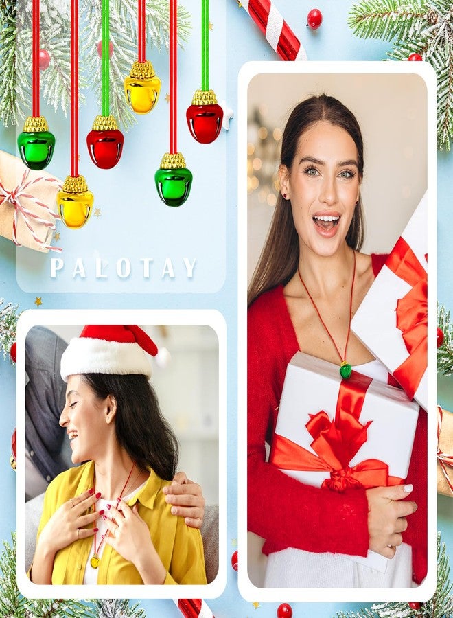 Palotay Christmas Bell Necklace Christmas Jingle Bells Necklace Gifts for Women Red Green Christmas Decorations Party Accessories 12Pcs - Image 2